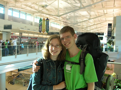 Laura and Si waiting at Midway Airport